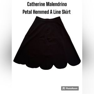 Black A-Line Skirt with Petal Cut Hem